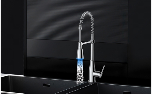 FK8363-A0 LED燈光顏色顯示水溫廚房彈簧龍頭